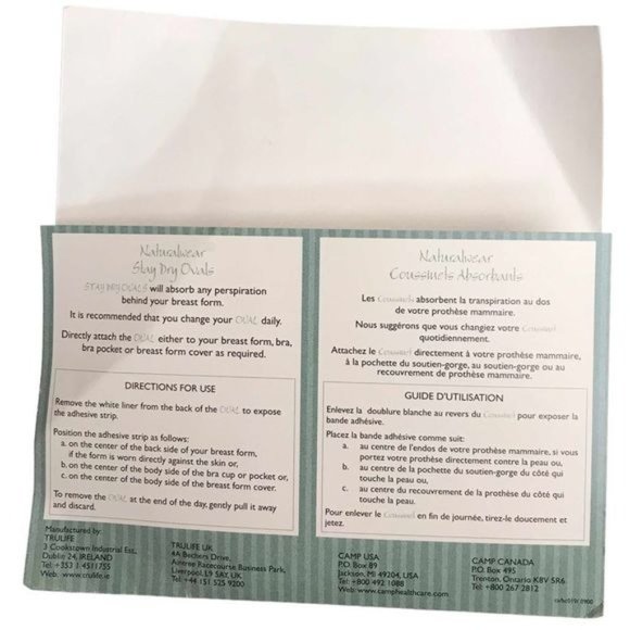 NEW NaturalWear by Camp Stay Dry Ovals for Breast Form XL 10 Pack Mastectomy - Picture 2 of 2